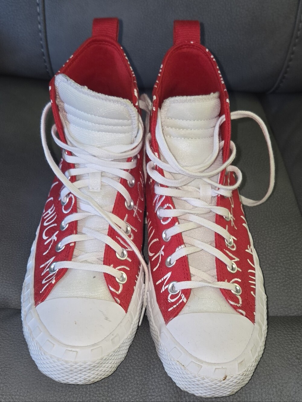 Mens Red High-Top Canvas Converse - White Accents